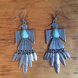 Silver and Turquoise Eagle Earrings